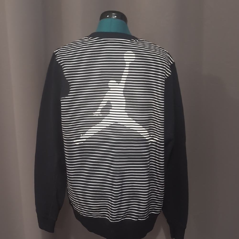 Jordan Crewneck Sweater in Black with White Back Logo And Red Front Pocket Logo